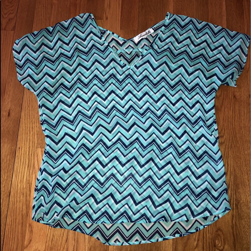 Sheer blue chevron top